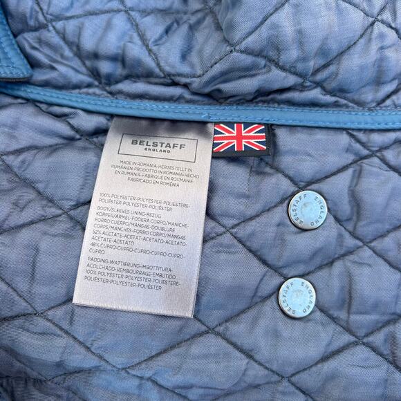 Vintage Belstaff Women’s Quilted Blue Lightweight Vest Gilet Diamond Medium - Picture 9 of 12